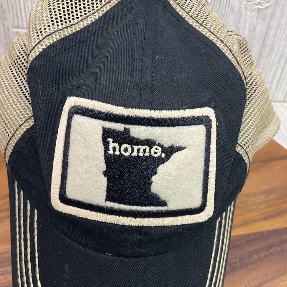 Vintage Minnesota Home State Apparel Beige Black Logo Baseball Cap Hat OSFA - Picture 7 of 9
